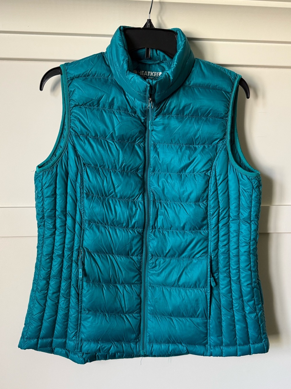 HeatKeep 80% Down Packable Puffer Vest Teal Full Zip Women's Large